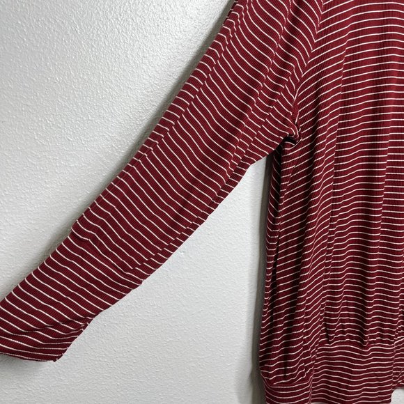 𝅺Lane Bryant Burgundy Striped Long Sleeve Banded Hem Tunic Top Size 22/24 - Picture 3 of 6